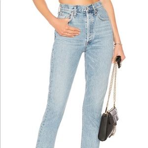 Agolde Riley High RiaeStraight Crop in Renewal jeans